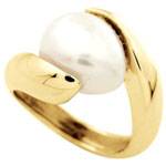 Anel Ouro Amarelo c/ Pérola Biwa